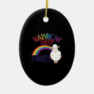Rainbow sheep of family | Colorful Sheep Gift Ceramic Ornament