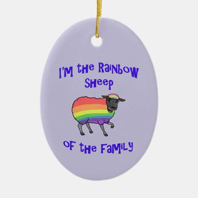 Rainbow Sheep of the Family Ceramic Ornament (Front)