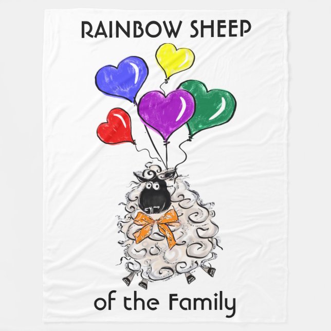 Rainbow Sheep of the Family Fleece Blanket (Front)