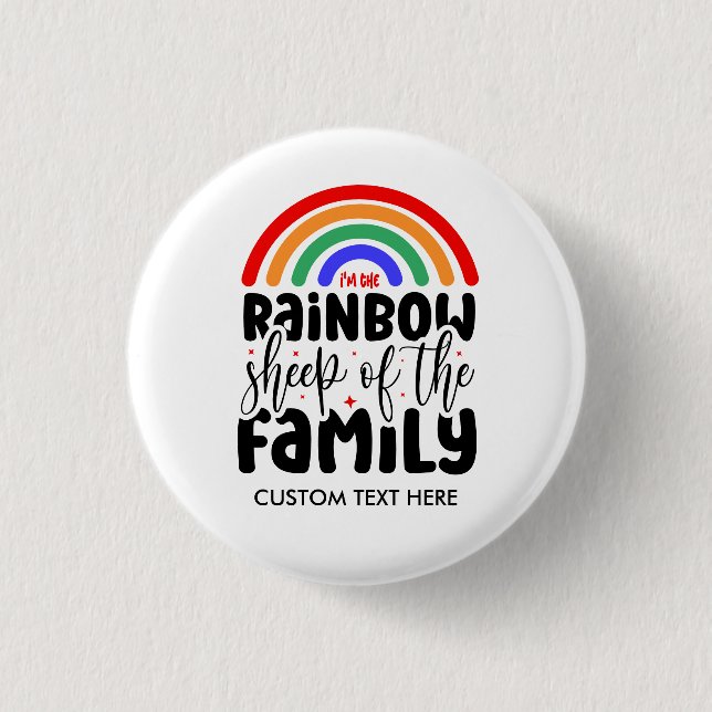 RAINBOW SHEEP OF THE FAMILY Funny Gay Button (Front)