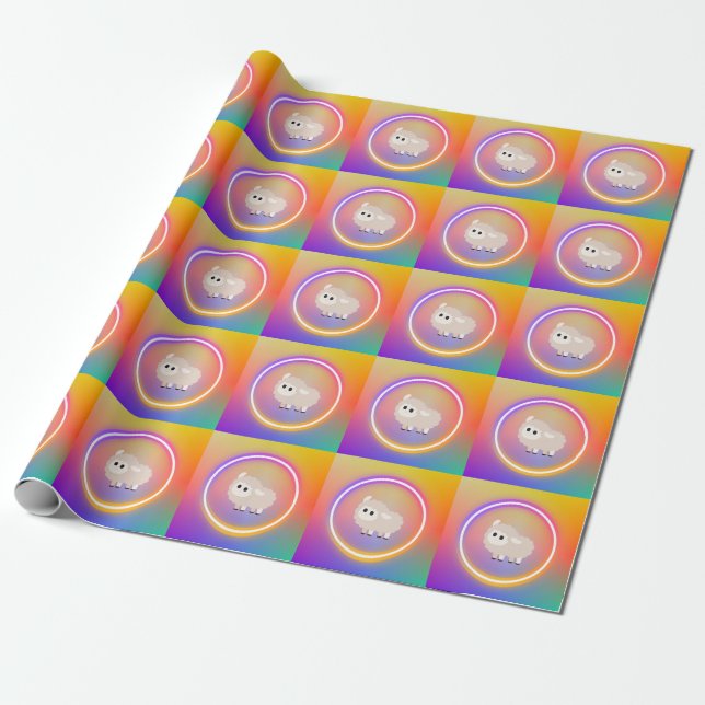 Rainbow Sheep wrapping paper  (Unrolled)