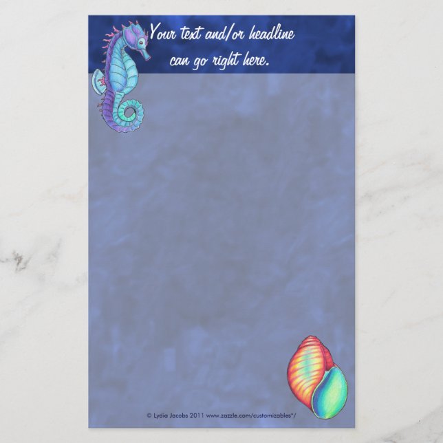 Rainbow Shell & Sea Horse Stationery (Front)