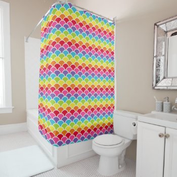 Rainbow Shells Shower Curtain by NiteOwlStudio at Zazzle