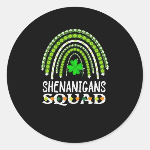 Rainbow Shenanigans Squad Funny Irish clover  Classic Round Sticker