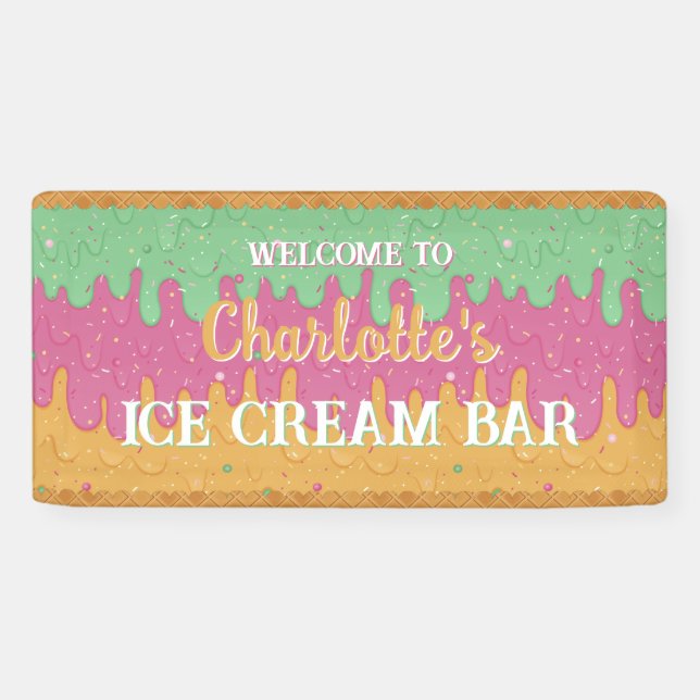 Rainbow Sherbet Ice Cream Banner (Horizontal)