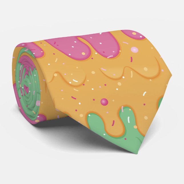Rainbow Sherbet Ice Cream Neck Tie (Rolled)