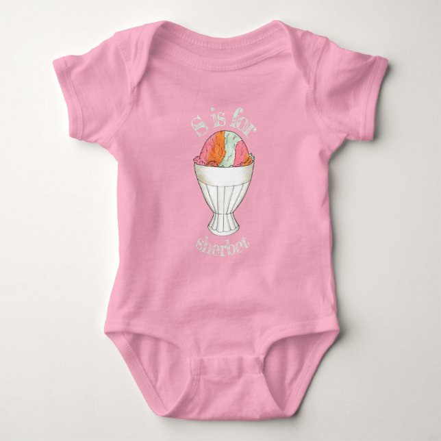 Rainbow Sherbet Ice Cream Sorbet Dessert Scoop Baby Bodysuit (Front)