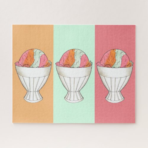 Rainbow Sherbet Ice Cream Sorbet Dessert Scoop Jigsaw Puzzle