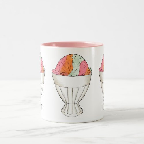 Rainbow Sherbet Ice Cream Sorbet Dessert Scoop Two_Tone Coffee Mug