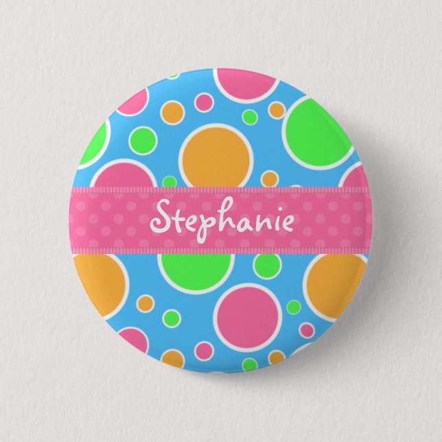 Rainbow Sherbet Polka Dots Button (Front)
