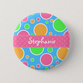 Rainbow Sherbet Polka Dots Button by PatternPlethora at Zazzle