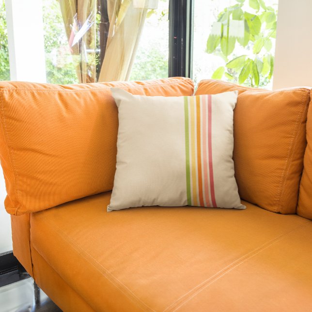 Rainbow Sherbet Striped Vintage-Style Throw Pillow (Creator Uploaded)