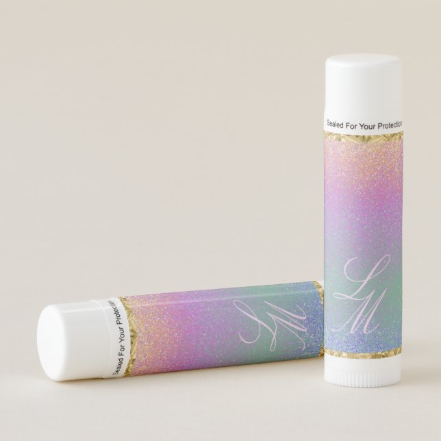 Rainbow Shimmer Monogram Lip Balm (Front)