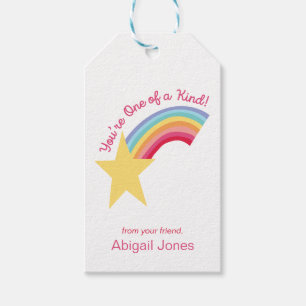 Rainbow Shooting Star Retro Valentine's Day Gift Tags