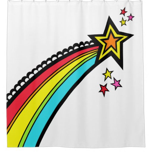 Rainbow Shooting Star Space Shower Curtain