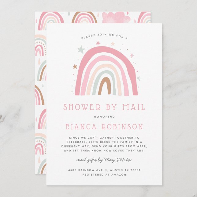 Rainbow Shower By Mail Baby Shower Invitation (Front/Back)