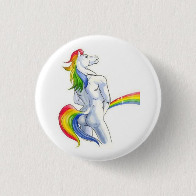 Rainbow Showers Pinback Button (Front)