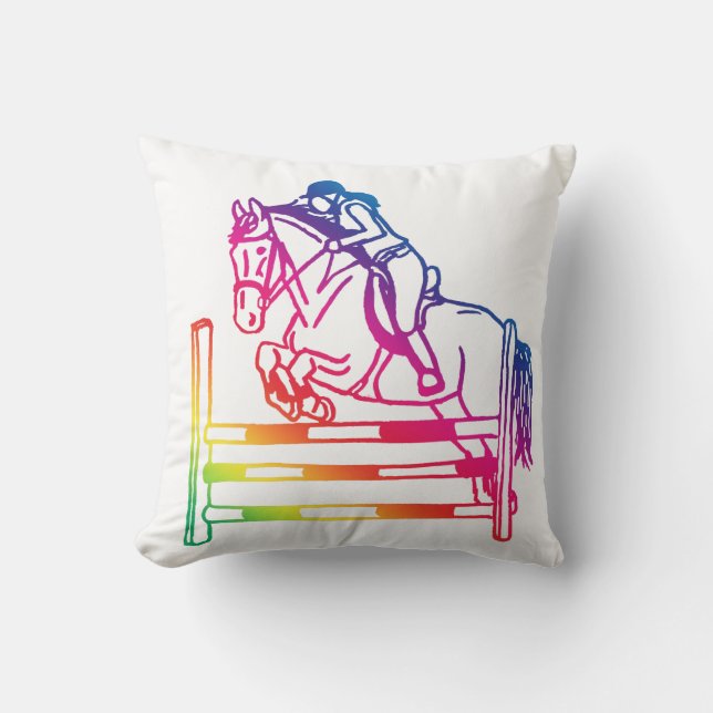 rainbow showjumper throw pillow (Front)