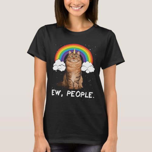 Rainbow Siberian Ew People Unicorn Cat T_Shirt