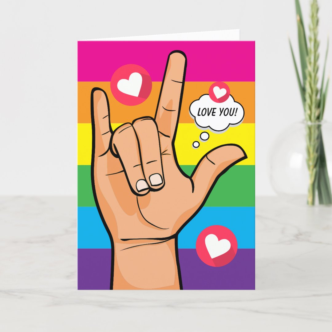 Rainbow Sign Language I Love You Hand Valentine Holiday Card