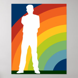 rainbow silhouetted man poster