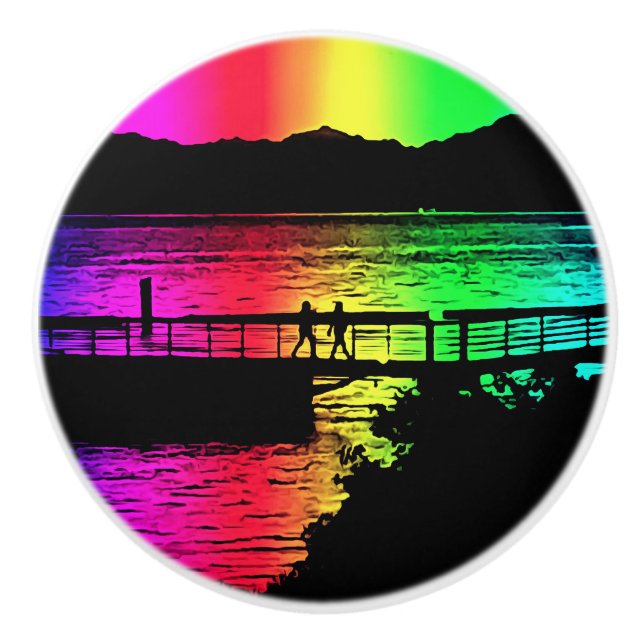 Rainbow Silhouettes at the Lake Furniture Pull (Front)