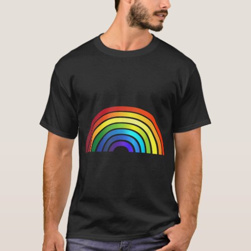 Rainbow Simple Style Basic Stripe Design T_Shirt