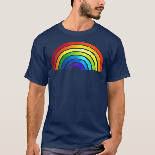 Rainbow Simple Style Basic Stripe Design T_Shirt