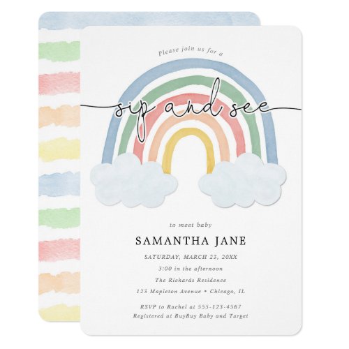 Rainbow sip and see meet greet baby shower invitation Rainbow sip and see meet greet baby shower invitation
