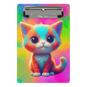 Rainbow Sitting Kitten Cartoon Art-68677 Mini Clipboard