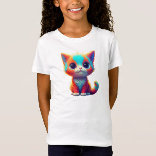 Rainbow Sitting Kitten Cartoon Art-68677 T-Shirt