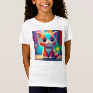 Rainbow Sitting Kitten Cartoon Art-68677 T-Shirt