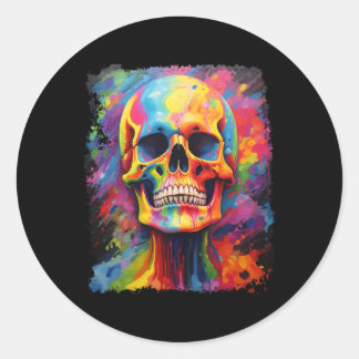 Rainbow Skeleton Anatomy Scary Halloween Classic Round Sticker