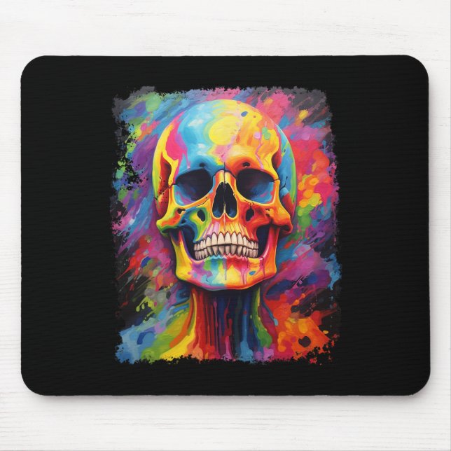 Rainbow Skeleton Anatomy Scary Halloween  Mouse Pad (Front)