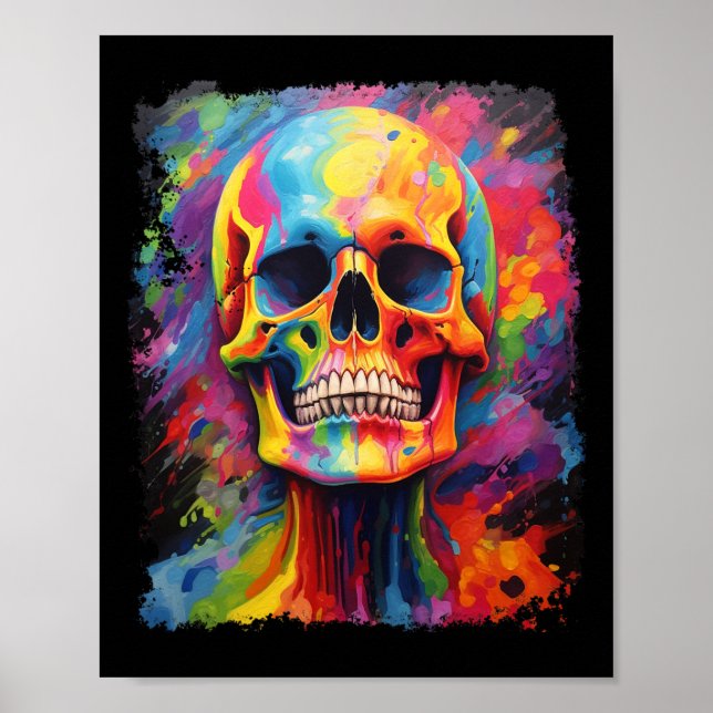 Rainbow Skeleton Anatomy Scary Halloween  Poster (Front)