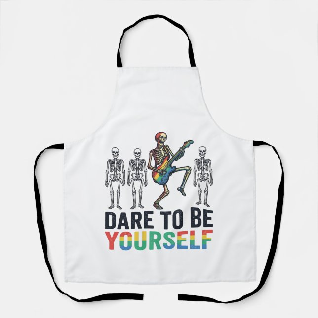 Rainbow Skeleton Dare to Be Yourself Vector Design Apron (Front)