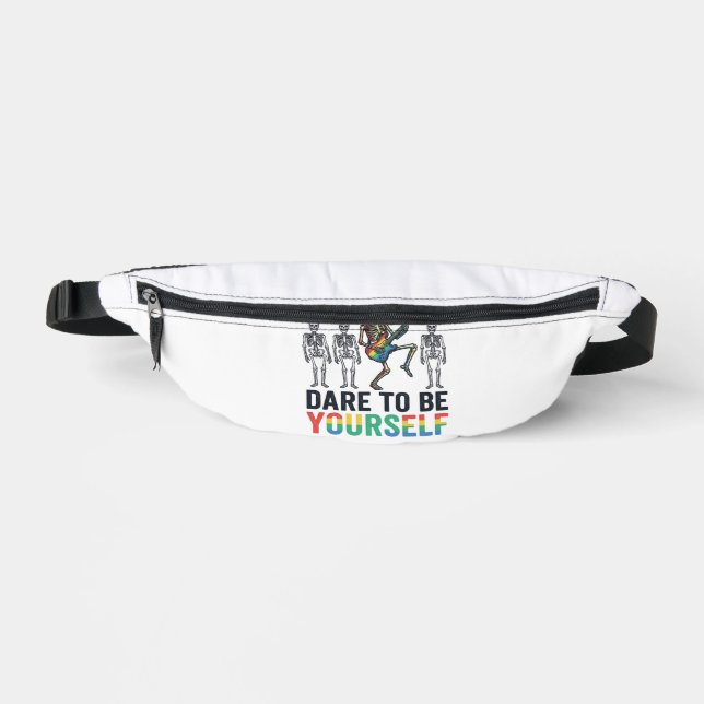 Rainbow Skeleton Dare to Be Yourself Vector Design Fanny Pack (Front)
