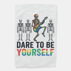 Rainbow Skeleton Dare to Be Yourself Vector Design Garden Flag