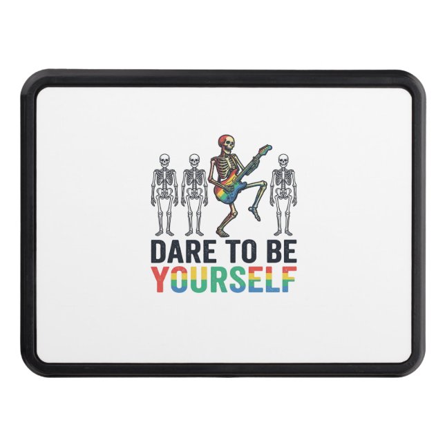 Rainbow Skeleton Dare to Be Yourself Vector Design Hitch Cover (Front)