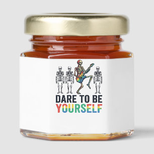 Rainbow Skeleton Dare to Be Yourself Vector Design Honey Jar Favors