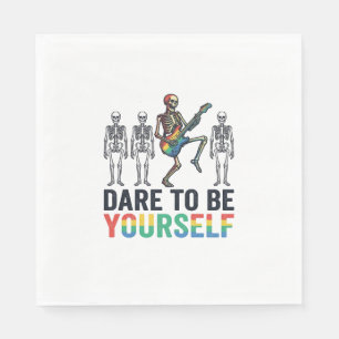 Rainbow Skeleton Dare to Be Yourself Vector Design Napkins