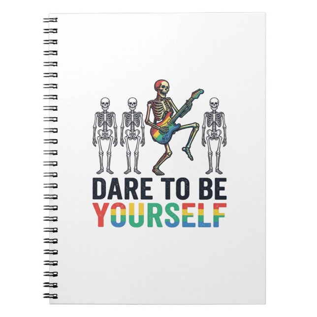Rainbow Skeleton Dare to Be Yourself Vector Design Notebook (Front)