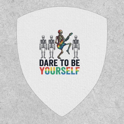Rainbow Skeleton Dare to Be Yourself Vector Design Patch
