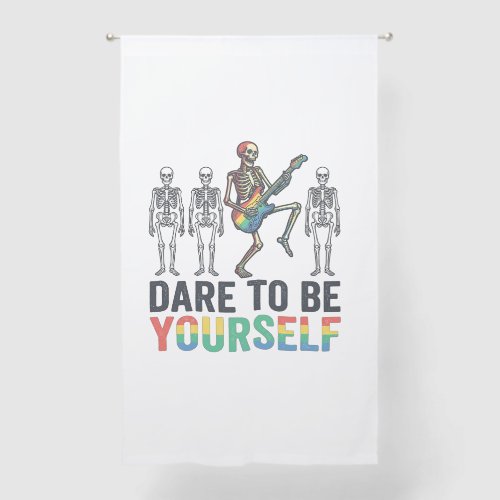 Rainbow Skeleton Dare to Be Yourself Vector Design Sheer Curtains