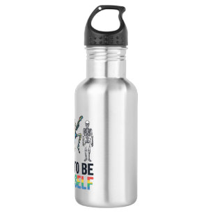 Rainbow Skeleton Dare to Be Yourself Vector Design Stainless Steel Water Bottle