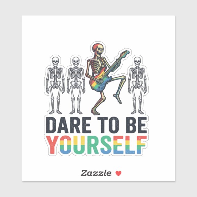 Rainbow Skeleton Dare to Be Yourself Vector Design Sticker (Sheet)