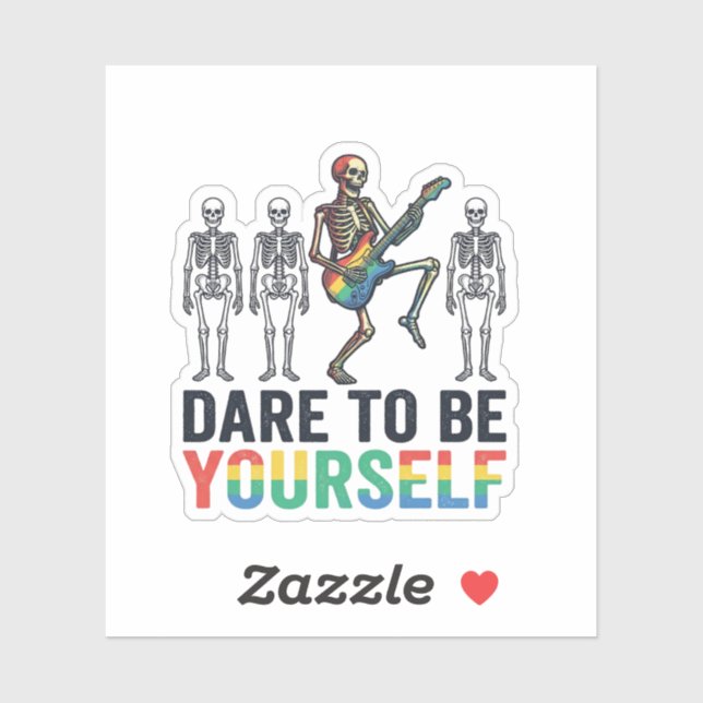 Rainbow Skeleton Dare to Be Yourself Vector Design Sticker (Sheet)