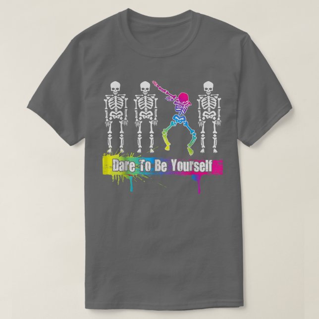 Rainbow Skeleton Different Gay Pride LGBTQ Awarene T-Shirt (Design Front)