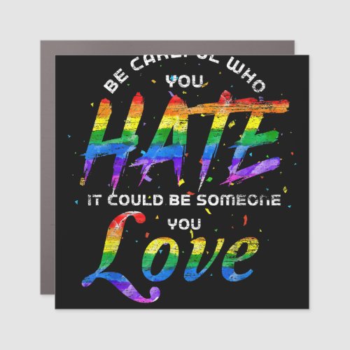 Rainbow Skeleton Heart Love Is Love LGBT Gay Lesbi Car Magnet