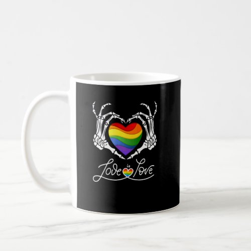 Rainbow Skeleton Heart Love Is Love Lgbt Gay Lesbi Coffee Mug